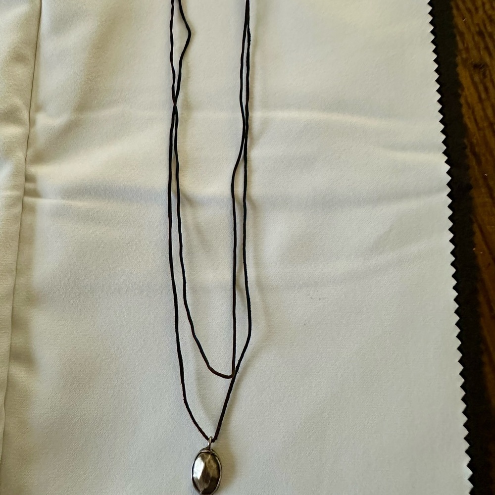 J. Jill Black Cord Necklace with Silver Pendant